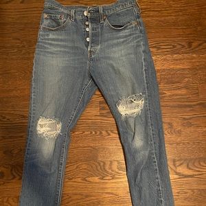 Levi’s 501 Distressed Denim Skinny Straight Jean